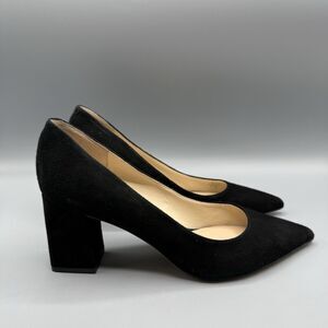 Marc Fisher Womens Zala Block Heel Pump Black Suede Pointy Toe Heels Size 7.5 M